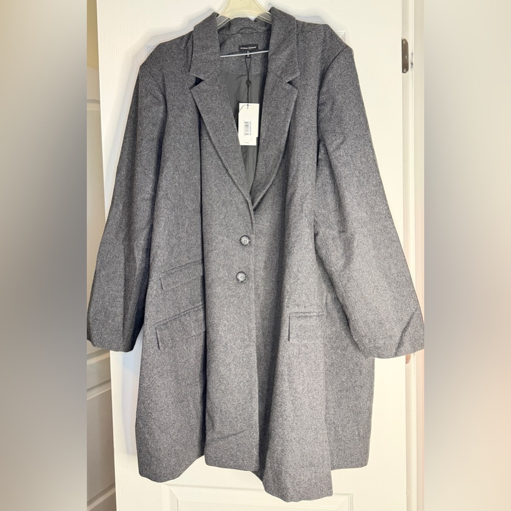 Universal Standard Gray Pea Coat, 3XL is 5X in most brands